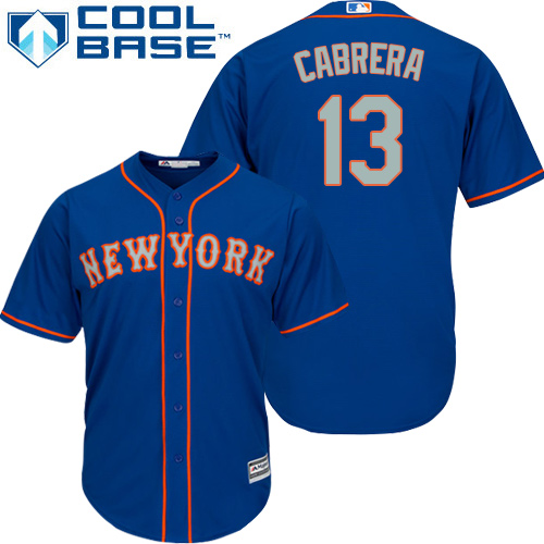 Mets #13 Asdrubal Cabrera Blue(Grey NO.) Cool Base Stitched Youth MLB Jersey - Click Image to Close